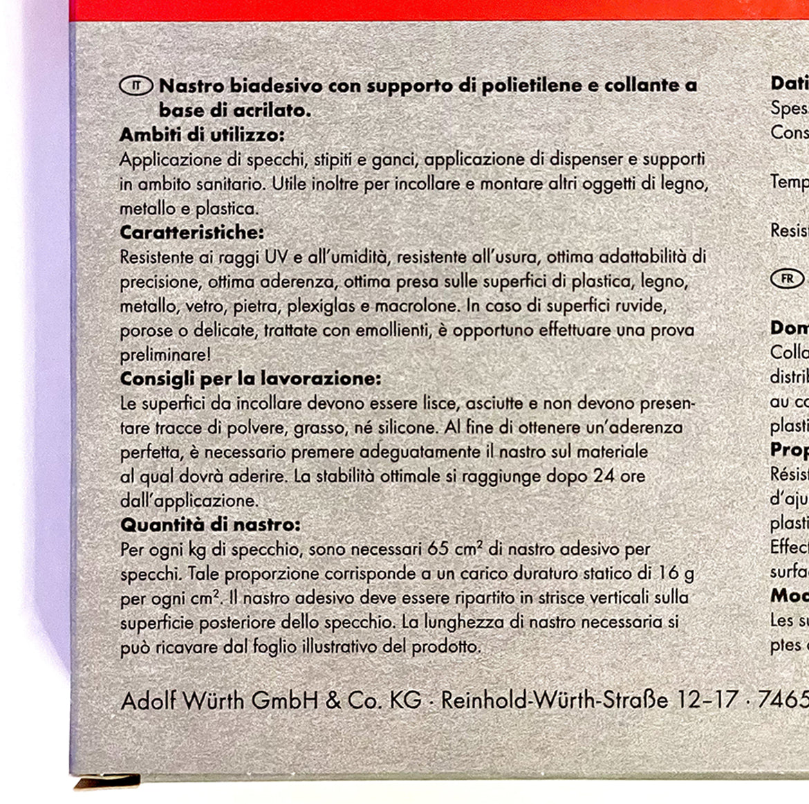 Biadesivo specifico per specchi WÜRTH